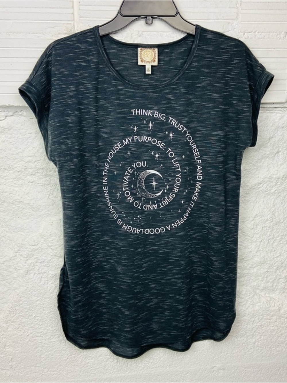 NWOT Truself Think Big Moon celestial Graphic Short-Sleeve Tee size medium